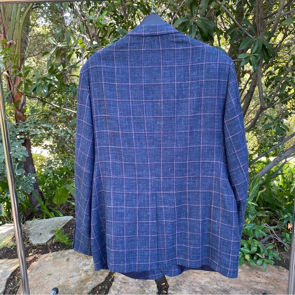 Maus & Hoffman all season blazer sport coat jacket blue plaid - Picture 7 of 8